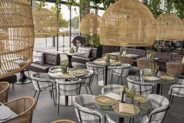 Aerottoria-Italian-Restaurant-Dining-Area-Wicker-Pendant-Lights