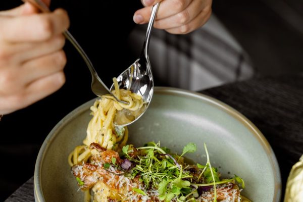 Aerottoria-Italian-restaurant-Pasta-Plate-Hand-Fork-Spoon